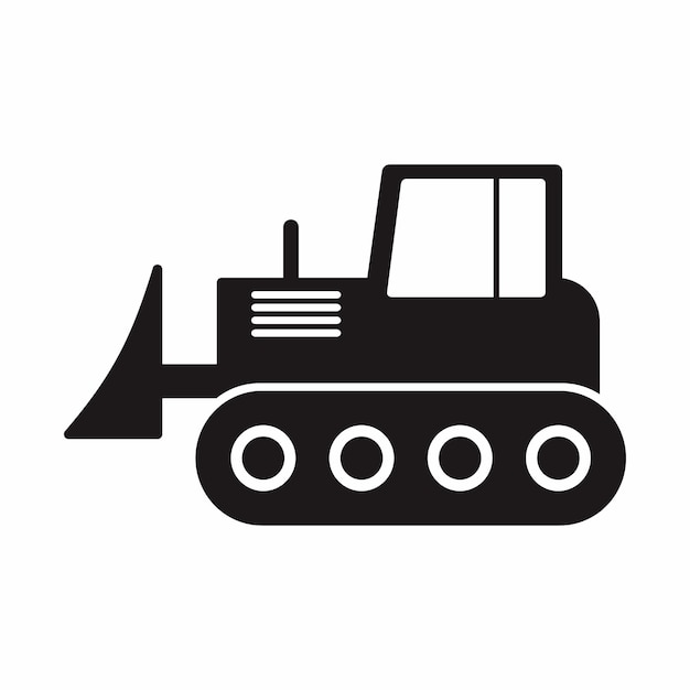 Vector bulldozer icon illustration in flat style