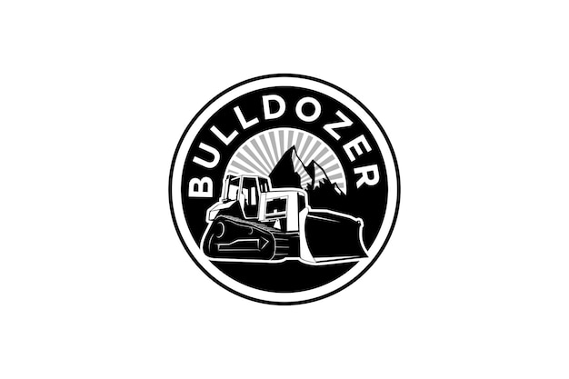 Bulldozer logo sjabloon vector Zwaar materieel logo vector voor bouwbedrijf.