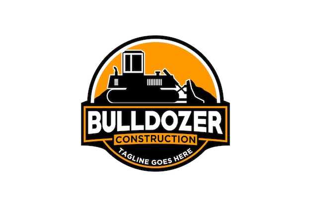 Bulldozer logo template vector Heavy equipment logo vector for construction.