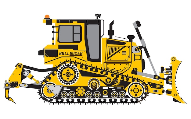 Vector bulldozer of bulldozer met tractor aangedreven machine