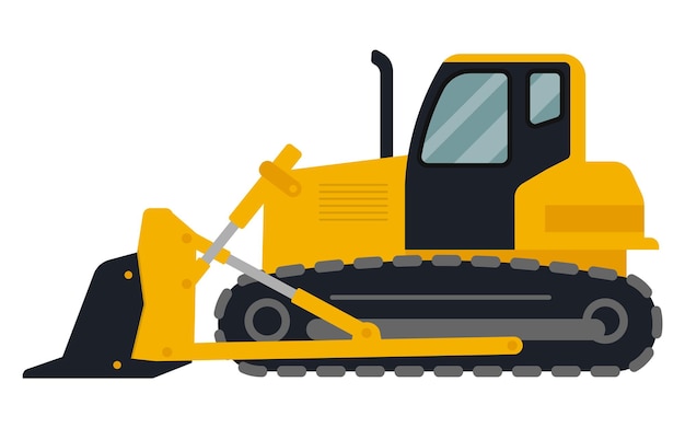 Vector bulldozer pictogram zwaar materieel voor de bouwsector vectorillustratie