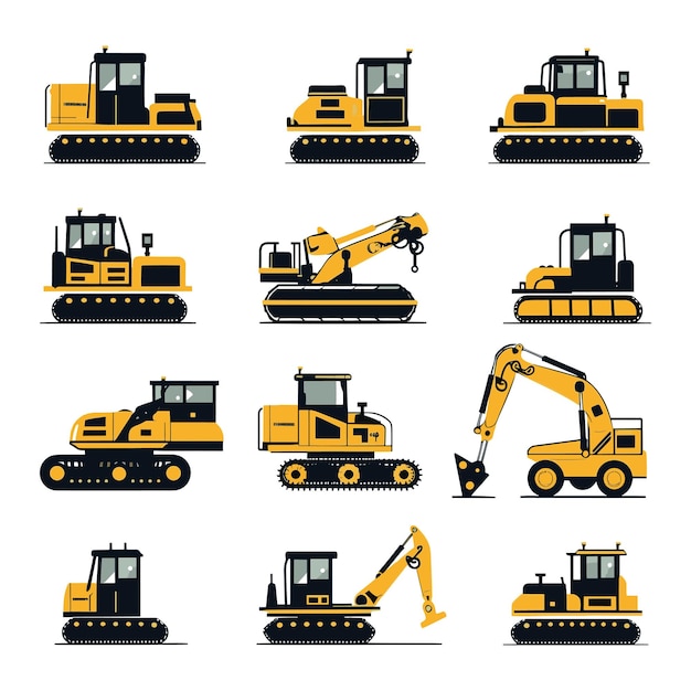 Bulldozer silhouet vector witte achtergrond illustratie