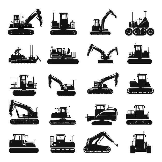 bulldozer silhouette vector white background illustration