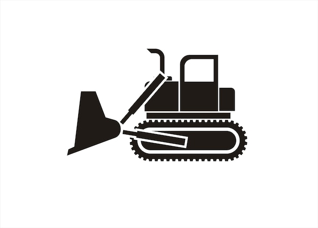 Bulldozer simple illustration in black and white