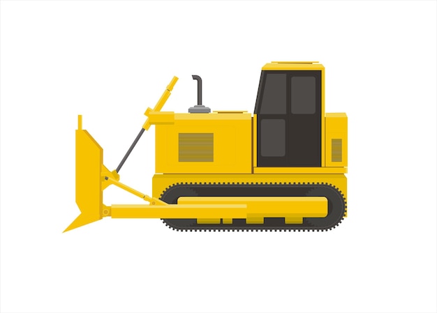 Bulldozer vehicle simple flat illustration