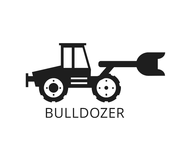 Bulldozer voertuigen geïsoleerde vector silhouetten