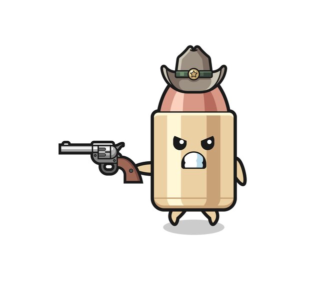 Vector the bullet cowboy shooting with a gun cute design