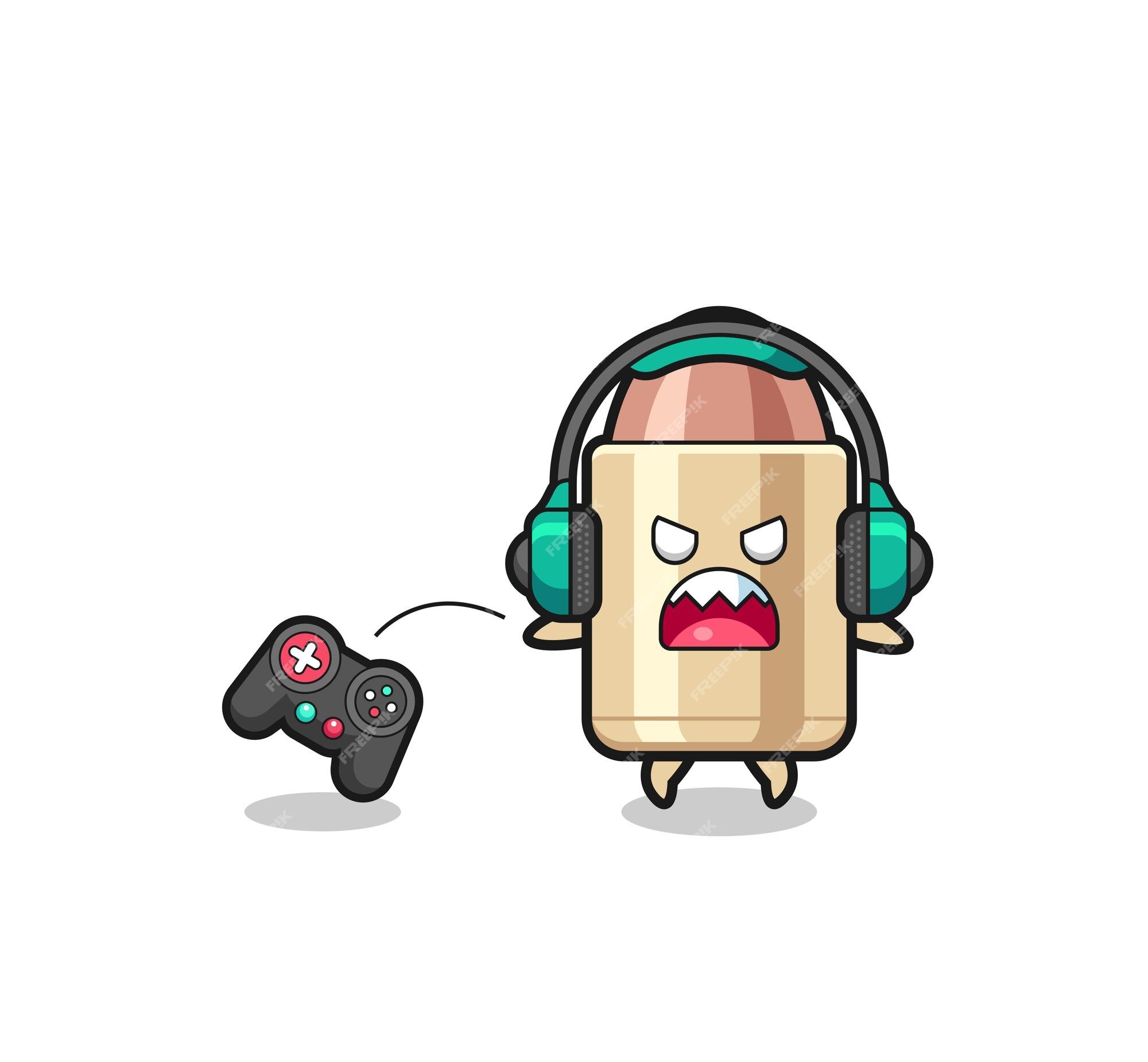 Premium Vector | Bullet gamer mascot is angry cute design