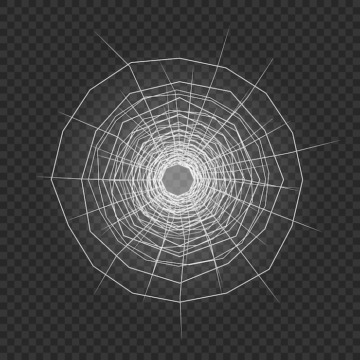 Vector bullet hole in glass . vector illustration