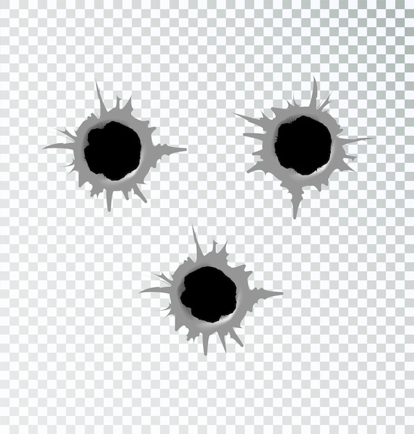 Vector bullet hole realistic metal bullet hole damage effect vector