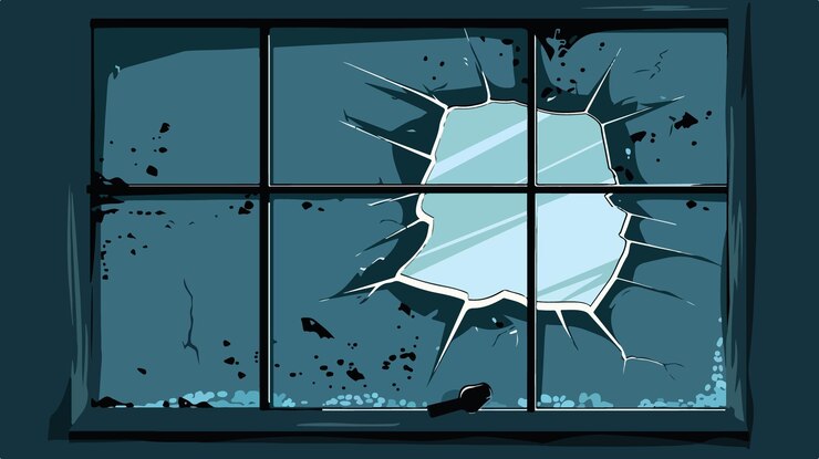 Vector bullet hole on window icon for apps and websites
