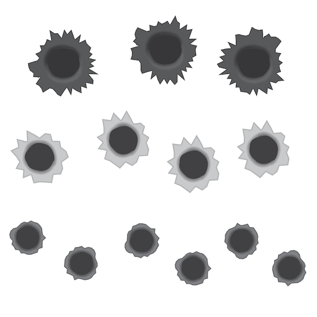 Bullet holes vector illustration isolated on a white background