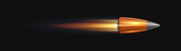 Пуля в огне на черном фоне. векторная иллюстрация