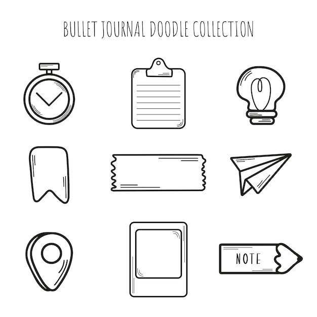 Vector bullet journal doodle collection