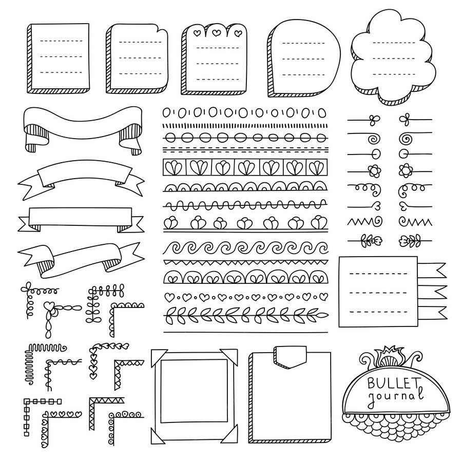 Premium Vector | Bullet journal hand drawn elements for notebook, diary ...