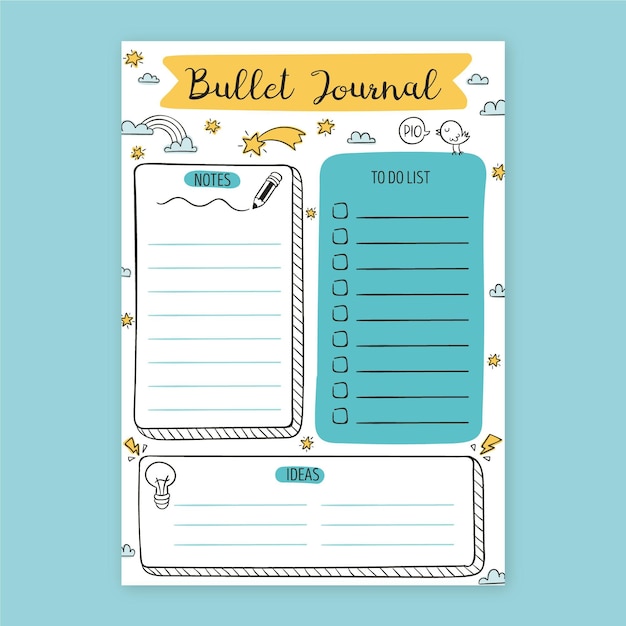 Bullet journal planner met getekende elementen