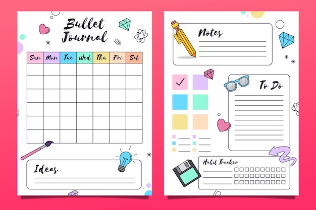 Bullet journal planner-sjabloon