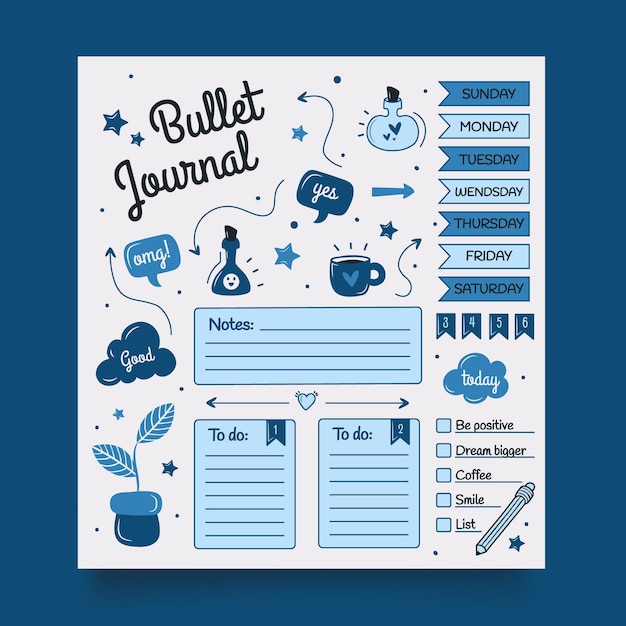 Vector bullet journal planner-sjabloon