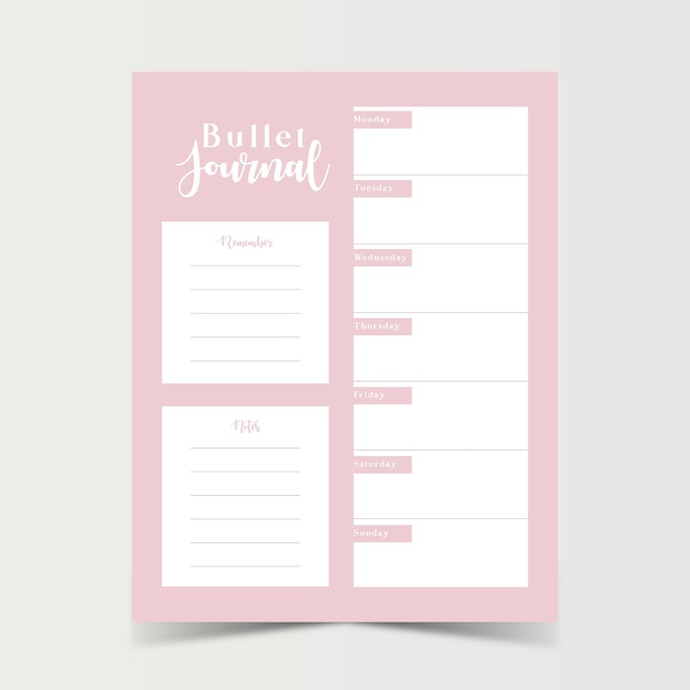 Bullet journal planner template vector illustration