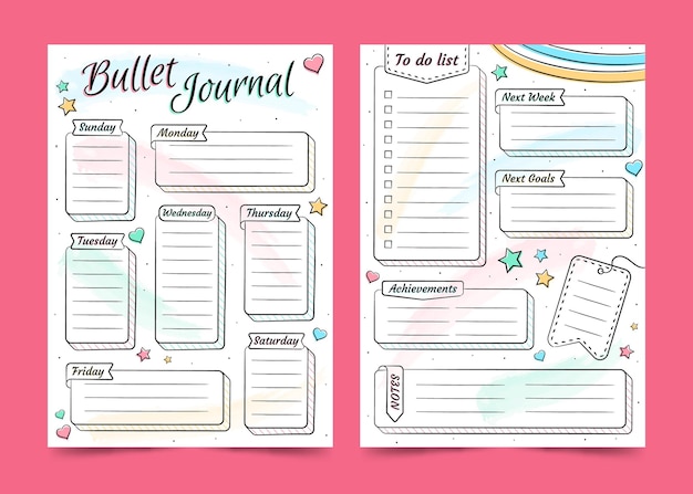 Vector bullet journal planner template