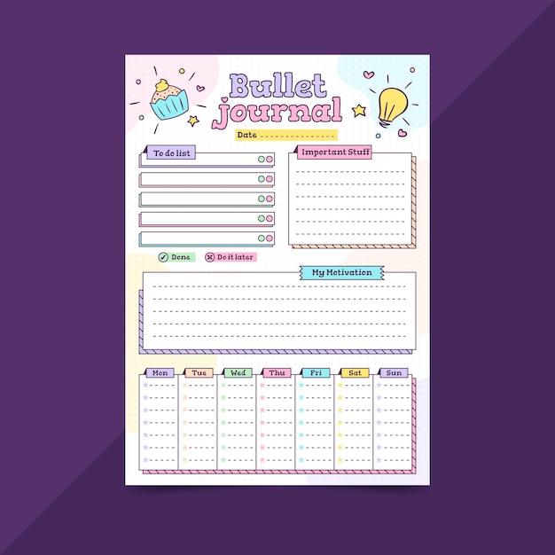 Vector bullet journal planner template