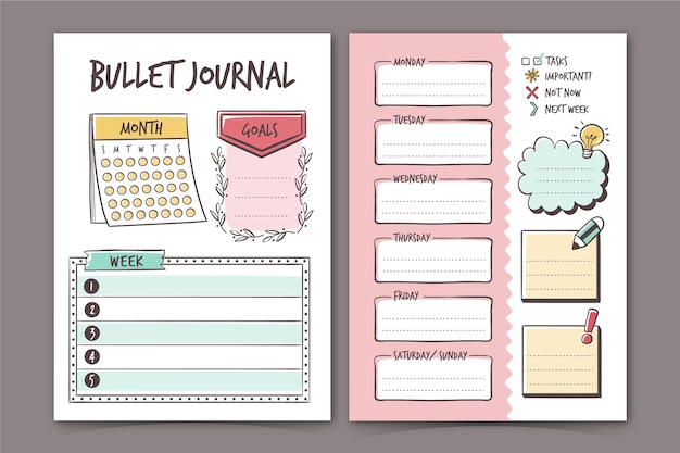 Premium Vector | Bullet journal planner template