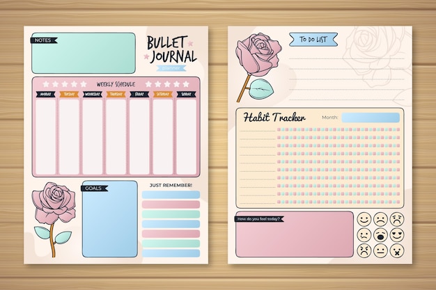 Vector bullet journal planner template