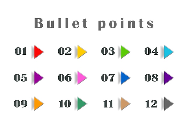 Vector bullet points colors