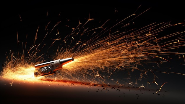 Vector a bullet with a sparks in the background