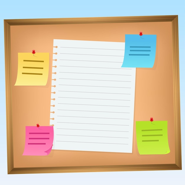 bulletin board wooden frame schedule grain texture sticky notes paper wall schedule