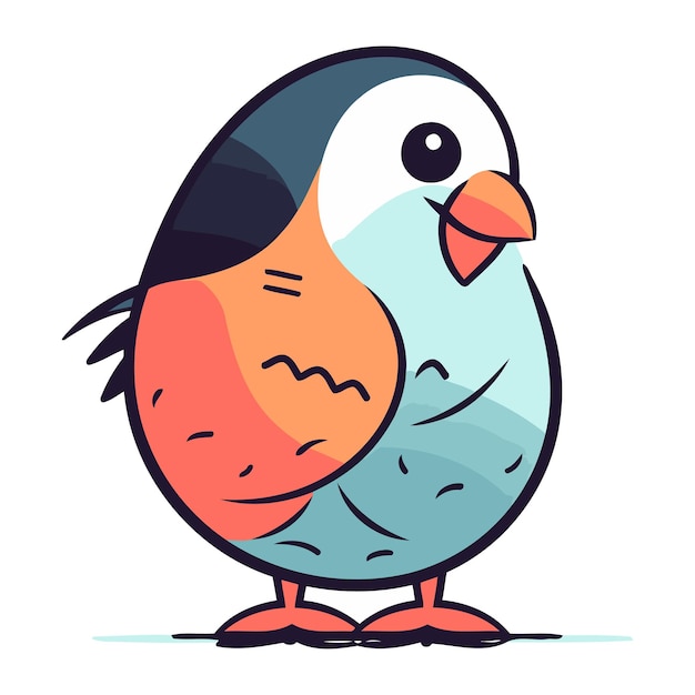 Bullfinch bird Cute cartoon character Vector illustration