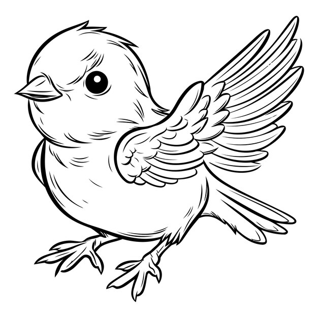 Vector bullfinch zwart-wit cartoon illustratie vector art