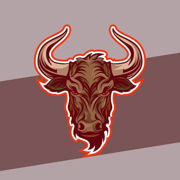 ゲームまたは e スポーツ チームの雄牛のロゴ e スポーツ ロゴ動物のロゴ現代の雄牛のロゴ