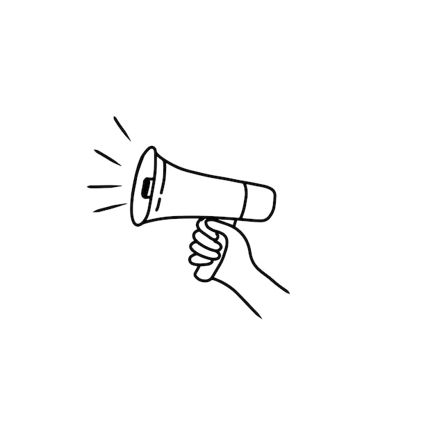 Bullhorn or megaphone loudspeaker hand drawn vector illustration