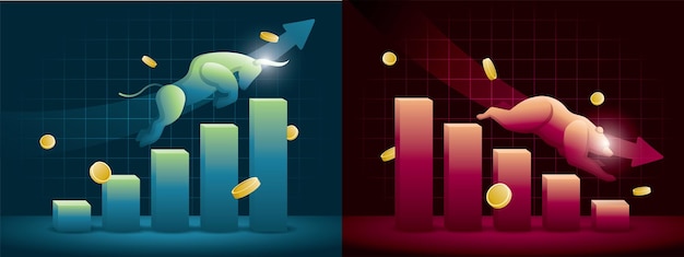 Bullish and bearish market illustration vector