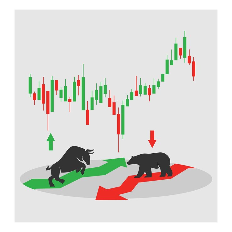 Vector bullish en bearish technisch analyseconcept