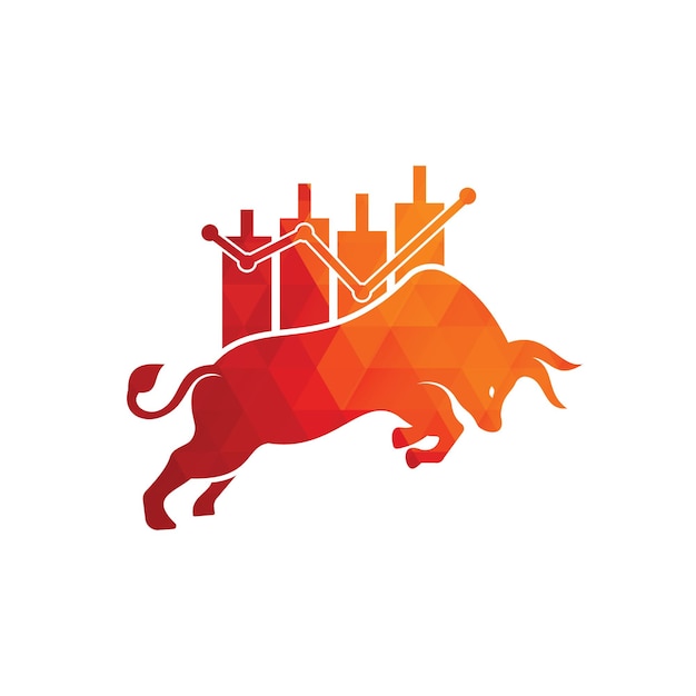 Логотип бычьего трейдера. Вектор шаблона логотипа Forex bull. Дизайн логотипа финансового быка.