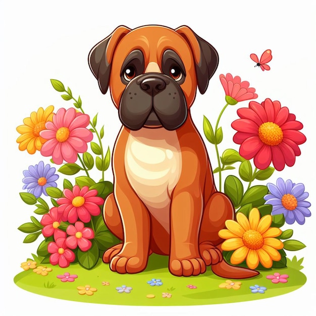 Bullmastiff dog Vector Cartoon illustration