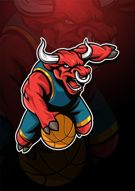 Vector bulls basketball mascot logo