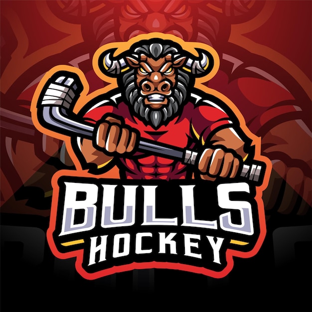 Bulls hockey esport mascot logo