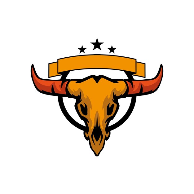 Vector bulls skull head mascot logo for shirt or organization