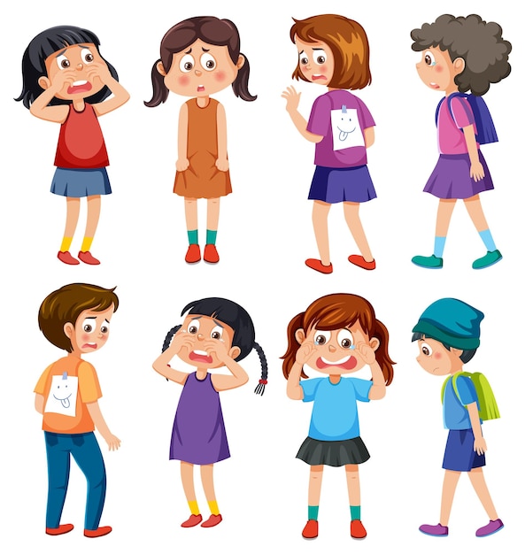 Vector bullying kids character collection