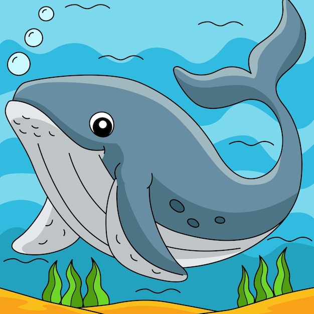 Bultrug walvis gekleurde cartoon afbeelding