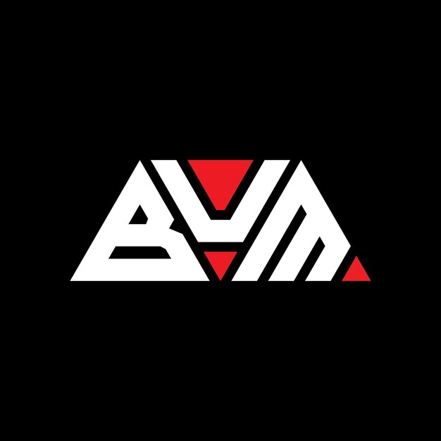 Bum треугольная буква дизайна логотипа с треугольной формой bum триугольная конструкция логотипа монограмма bum трехугольный вектор логотипа шаблон с красным цветом bum трекутный логотип простой элегантный и роскошный логотип bum