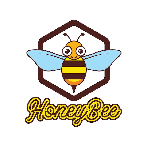 Vector bumble honey bee logo vector illustration