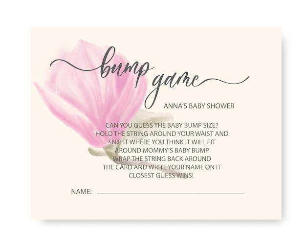 Gioco bump carta per baby shower ortografia calligrafica ondulata ed elegante per la decorazione del baby shower