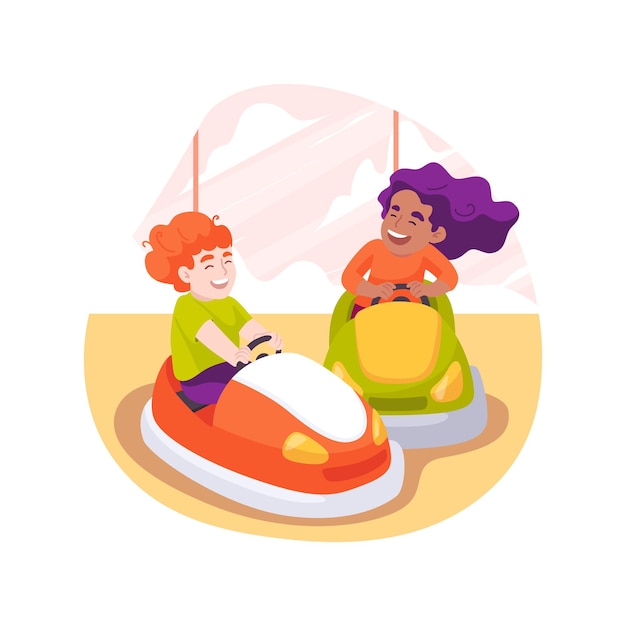 Bumper cars isolated cartoon vector illustration