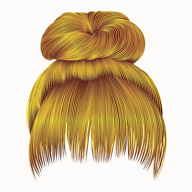 Vettore bun hairs con frangia dai colori giallo brillante. donne