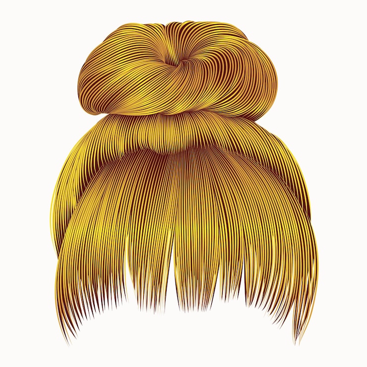 वेक्टर bun hairs with fringe bright yellow colors. women 