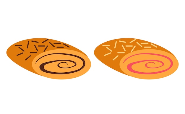 Bun roll cream baking bakery food bread isolated concept Vector flat graphic design illustration